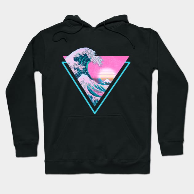 Vaporwave Aesthetic Great Wave Off Kanagawa Hoodie by CoitoCG